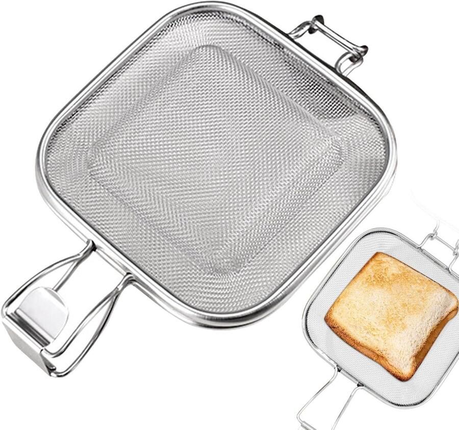 Sandwichmaker Pers Panini Vorm Brood Roosteren Roestvrij Staal 26.5 x 16 cm Rood
