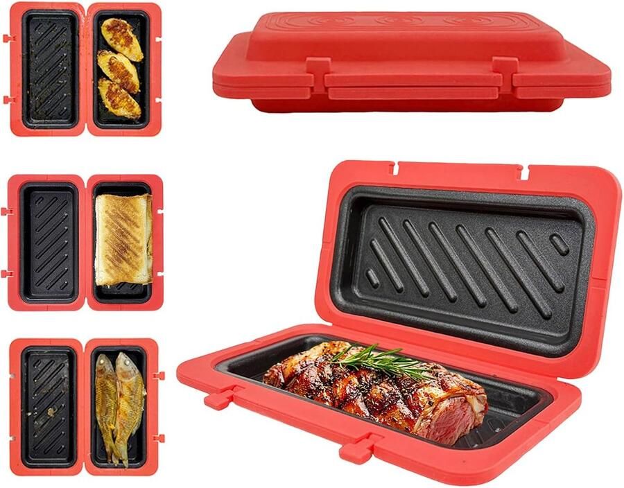 Sandwich Broodrooster Wafelpers Snelle Maaltijden Magnetron Verwarmend 4.5 x 12 x 4.5 cm Rood