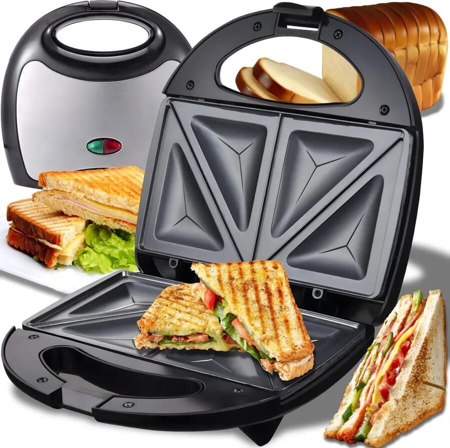 Sandwichmaker tosti-apparaat 750 watt antiaanbaklaag kan twee sneetjes brood tegelijk roosteren