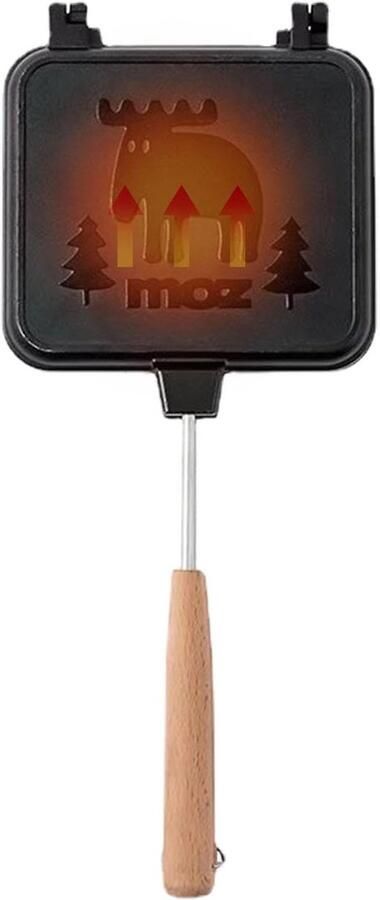Sandwichmaker Tosti Apparaat Ontbijt Maken Dubbelzijdig Grillen 14x14cm Bakplaat Zwart