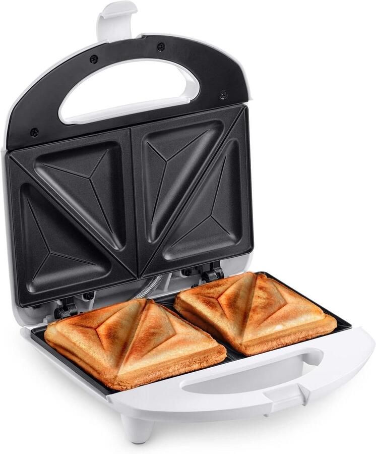 Sandwichmaker Tosti Apparaat Snelle Lunch Non-stick Platen 750 Watt Zilver