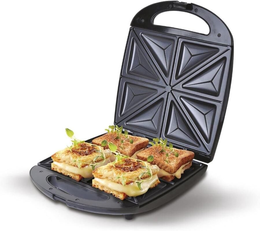 Sandwichmaker Tosti Apparaat Snelle Lunches Antiaanbaklaag 27x11x33 cm Zilver