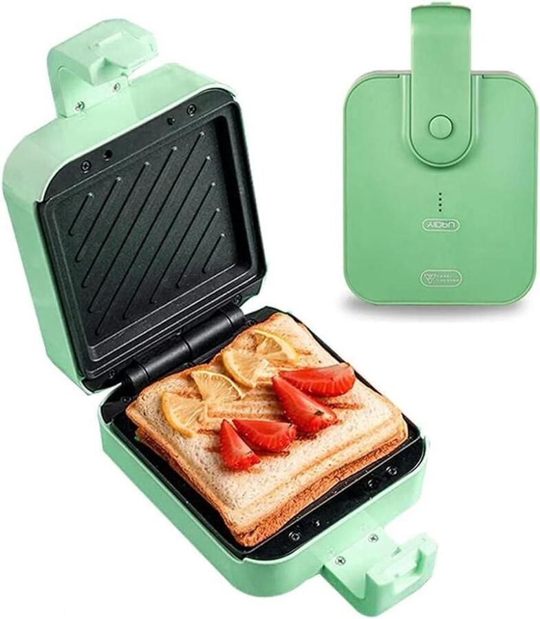 Sandwichmaker Tosti Apparaat Snelle Maaltijden Dubbelzijdig Verwarmen Compact Formaat Zilverkleurig