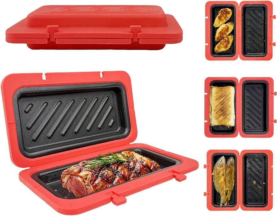 Sandwichmaker Tosti apparaat Snelle maaltijden Magnetron functie 45 x 12 x 45 cm Rood