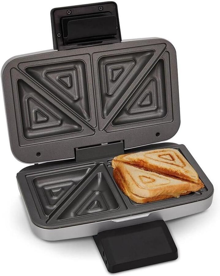 Sandwich Maker Tosti Apparaat Lekkere Snacks Maken XXL Vullingen Voor 2 Toasts Zilver