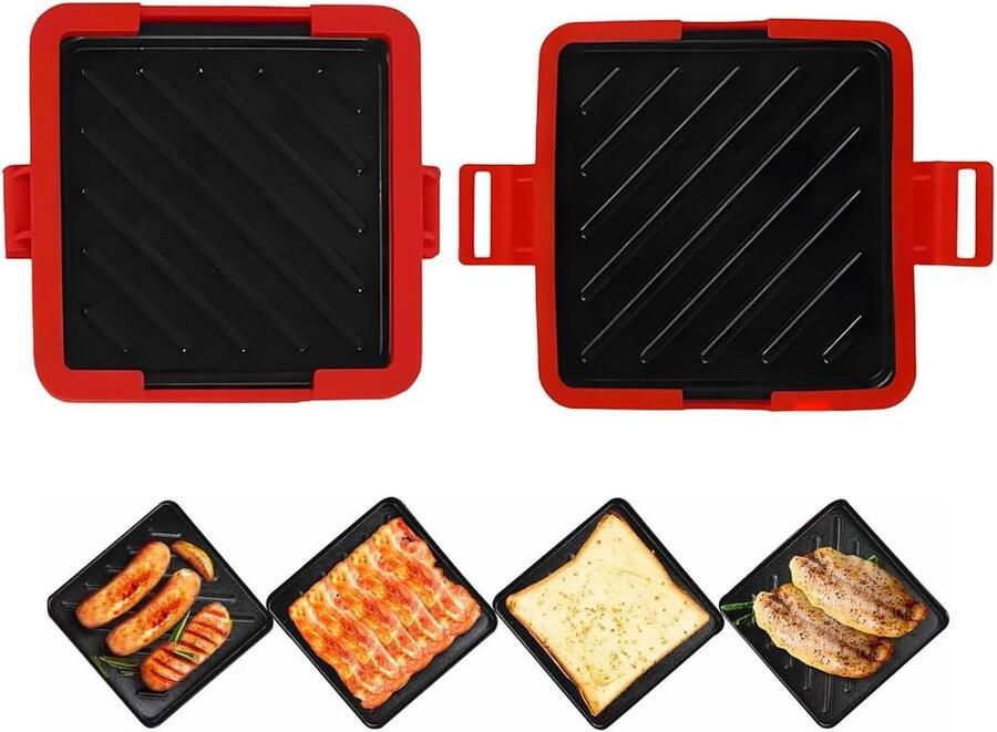 Sandwichmaker Magnetron Tosti Maker Snelle Snacks Vaatwasmachinebestendig 4 x 17 x 4 cm Rood