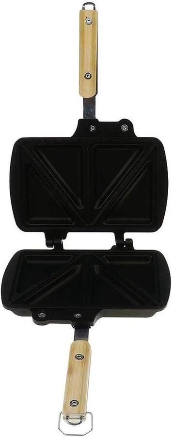 Sandwichmaker Tosti ijzer Kamperen Buiten koken Houten klapgreep 21.5 x 13 cm Rood