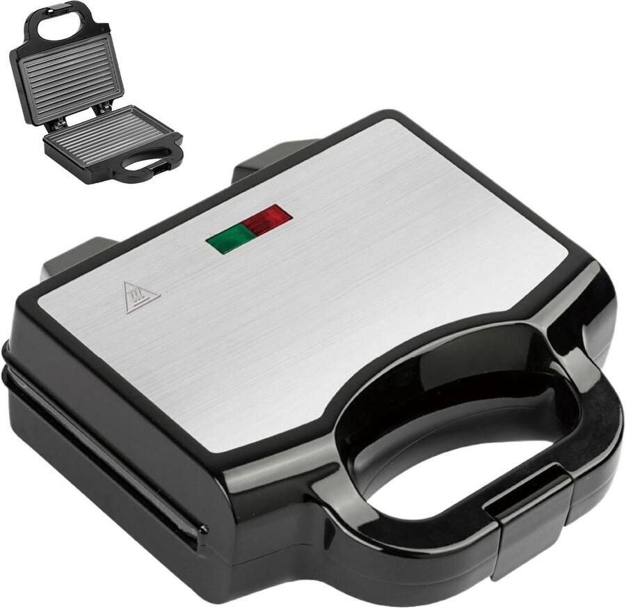Sandwichmaker Tosti-ijzer Snelle Maaltijden Antiaanbaklaag 25.5 cm Zilver