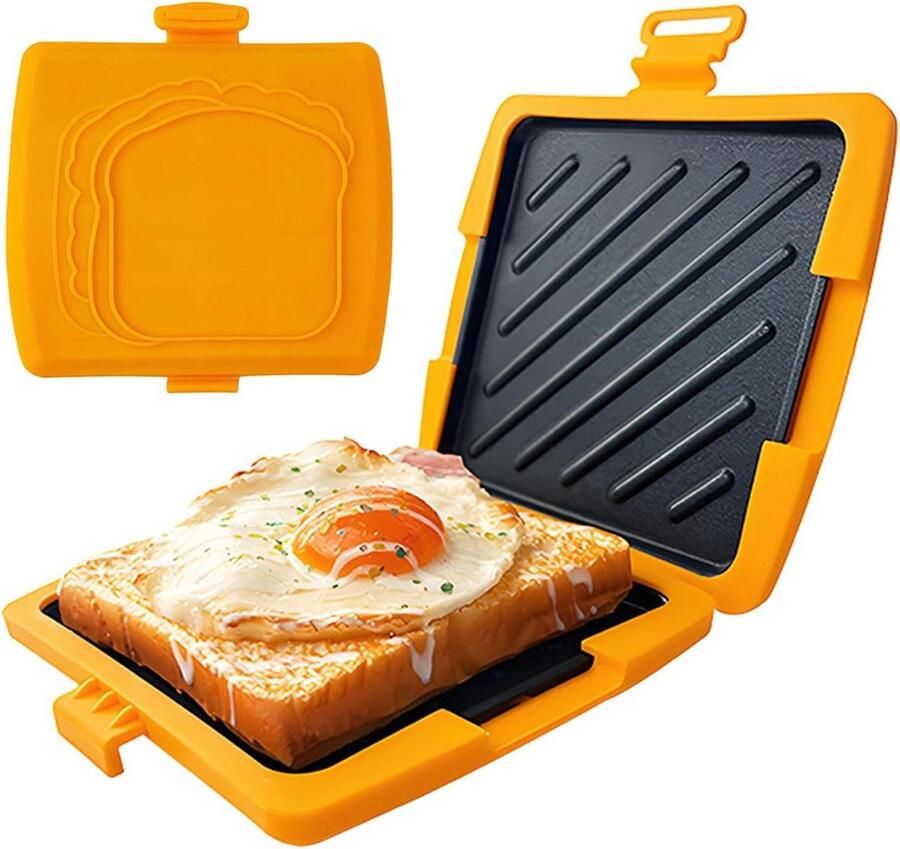 Sandwichmaker Tosti-ijzer Pan Snelle Maaltijden Magnetron Verwarming 17 cm Oranje