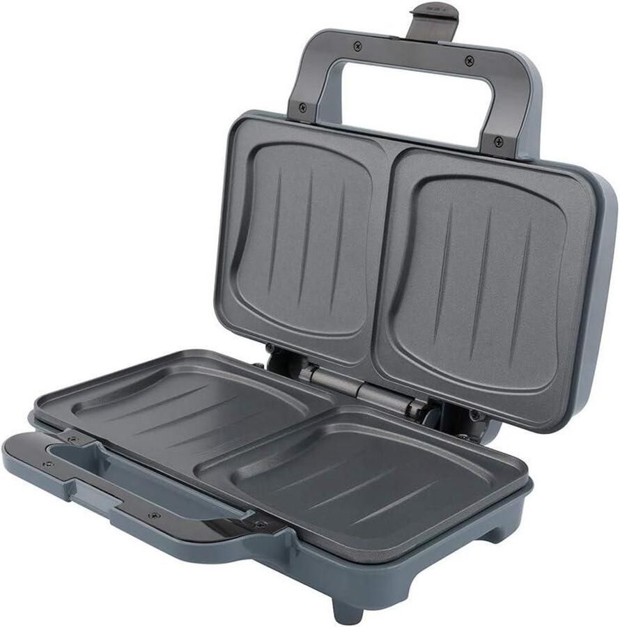 Sandwichmaker Tostiijzer Croque Monsieur Snel Lunchen XXL Antiaanbakplaten 9 x 28 x 24 cm Grijs