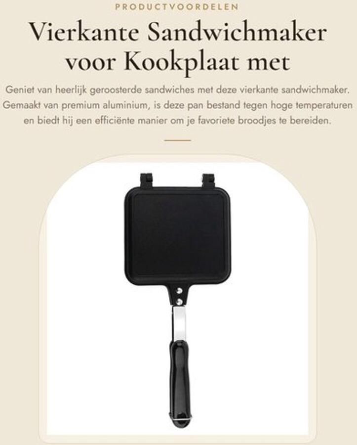Sandwichmaker Vierkante Grillpan Anti-aanbak Panini-maker Duurzaam Aluminium Eenvoudig Opbergen Hoge Efficiëntie