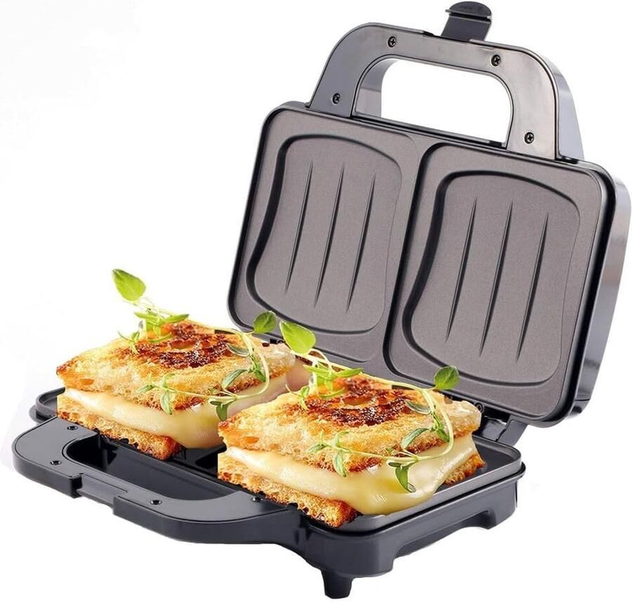 Sandwichmaker XL Tosti Apparaat Snelle Maaltijden Grote Platen 28.5cm Plaat Zilver