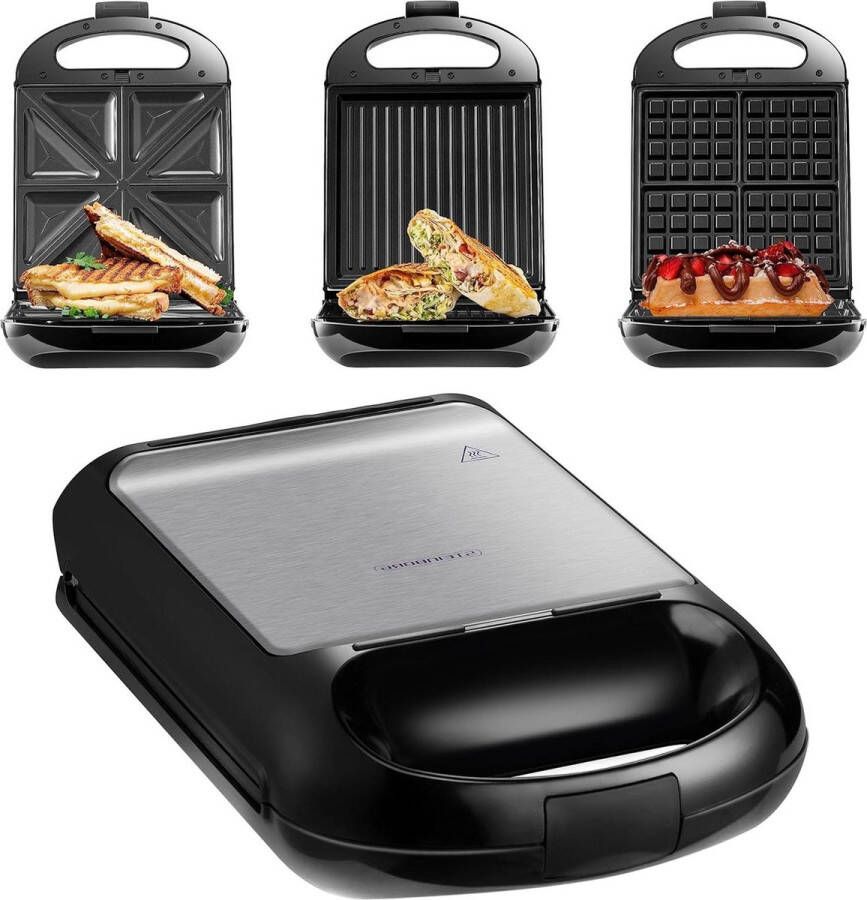 Sandwichmaker XXL 3 verwisselbare platen 1200 watt Contactgrill Multigrill Wafel ijzer Elektrische grill Wafelijzer met verwisselbare platen