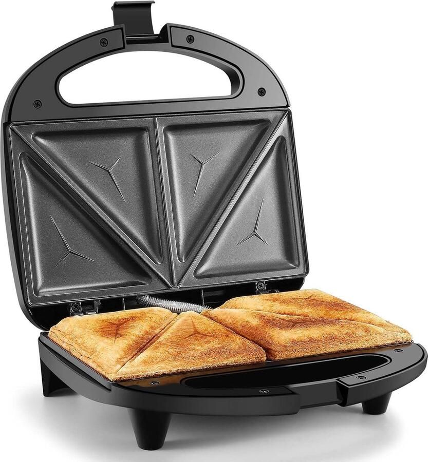 Sandwichmaker Zwart 750 W Vermogen Automatische Temperatuurregeling Voor Thuisgebruik