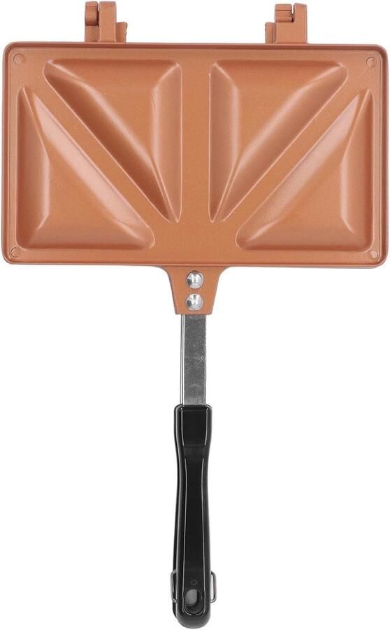 Dubbelzijdige Sandwich Pan Tosti IJzer Gril Ontbijt Maken Dubbele Verwarmingstechnologie 21.5x12.5x20cm Goud