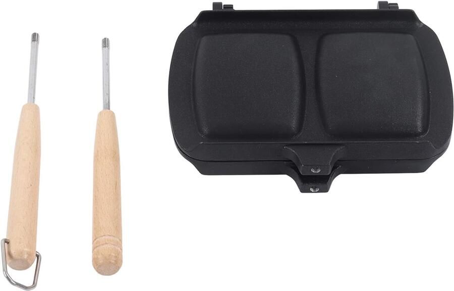 Sandwich Pan Tosti Pan Snacks Maken Dubbelzijdig Verwijderbaar 36x20cm Zwart