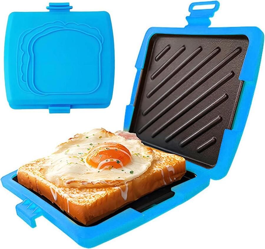Sandwichpers Broodrooster Snelle maaltijden Magnetron verwarming 16x16.5x3cm Blauw