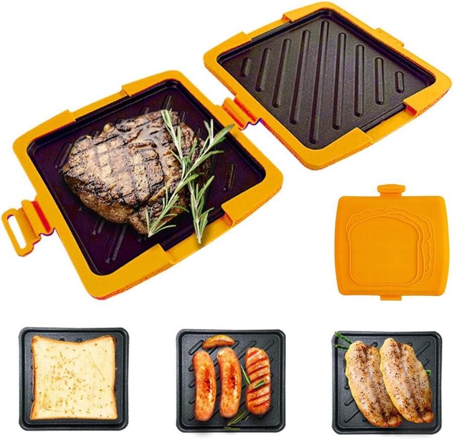 Sandwichpers Kaasmaker Broodrooster Snelle Maaltijden Magnetron Geschikt 4D x 17B x 4H cm Oranje