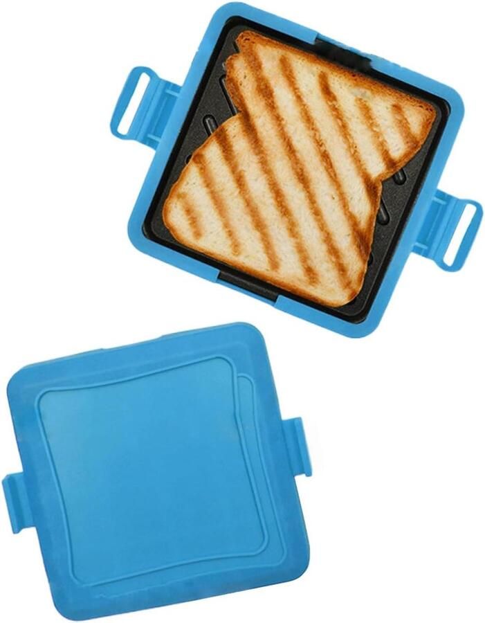 Sandwichpers Panini Grill Draagbaar Apparaat Ontbijt Maken Draadloos Gebruik 16 x 14 x 3 cm Blauw