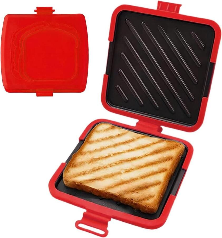 Sandwichgrill Tosti-ijzer Snelle Snacks Maken Magnetron Geschikt 17 cm breed Rood