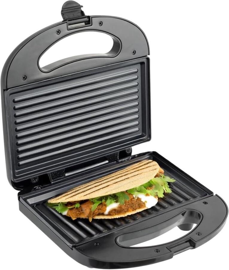Sandwichtoaster Panini Grill Warme Snacks Antiaanbaklaag 21x12 cm Zwart
