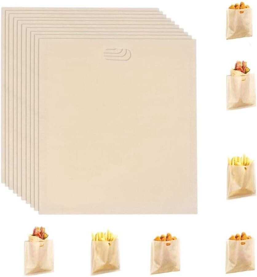 Sandwichzak Teflon broodrooster 10 stuks herbruikbare broodroosterzakken anti-aanbakzakken toastabags voor sandwich pizza snack panini kaas