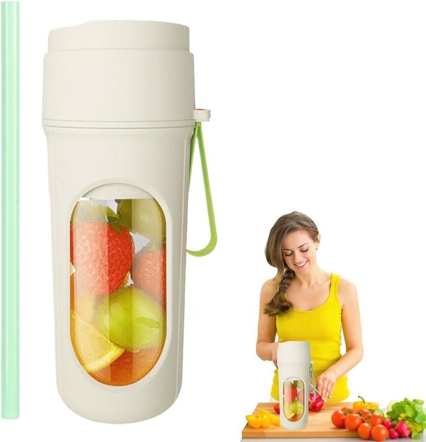 Sapcentrifuge Draadloze elektrische sapbeker Mini sapcentrifuge -Mini blender USB-blender Draagbare sapcentrifuge 450 ml 12 messen Sapcentrifuge voor sport reizen en lichte maaltijden 9 1*9 1*20 7 cm Groen