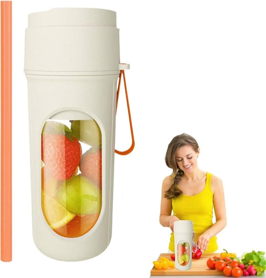 Sapcentrifuge Draadloze elektrische sapbeker Mini sapcentrifuge -Mini blender USB-blender Draagbare sapcentrifuge 450 ml 12 messen Sapcentrifuge voor sport reizen en lichte maaltijden 9 1*9 1*20 7 cm Oranje