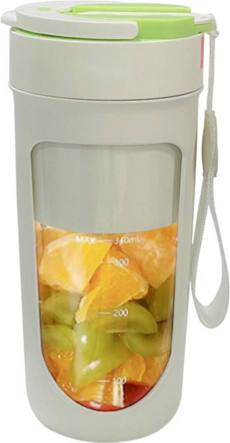 Sapcentrifuge draagbare blender smoothie blenderbeker draagbare sapcentrifuge met deksel 10 messen Nippen en drinken door een rietje crushbaar ijs 340ml voor shakes smoothies voor reizen sport kamperen fitness groente