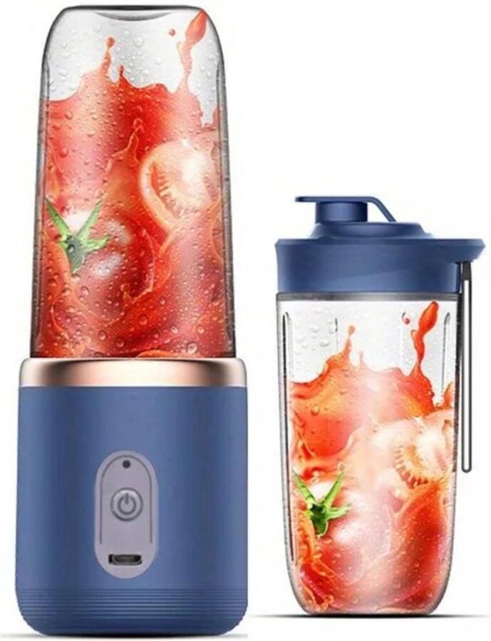 Sapcentrifuge Draagbare blender Smoothiemaker van 400 ml Oplaadbare blender Fruitblender 2-in-1 Blender en drinkbeker Draagbare reisblender Blender voor onderweg Inclusief shakerbeker!