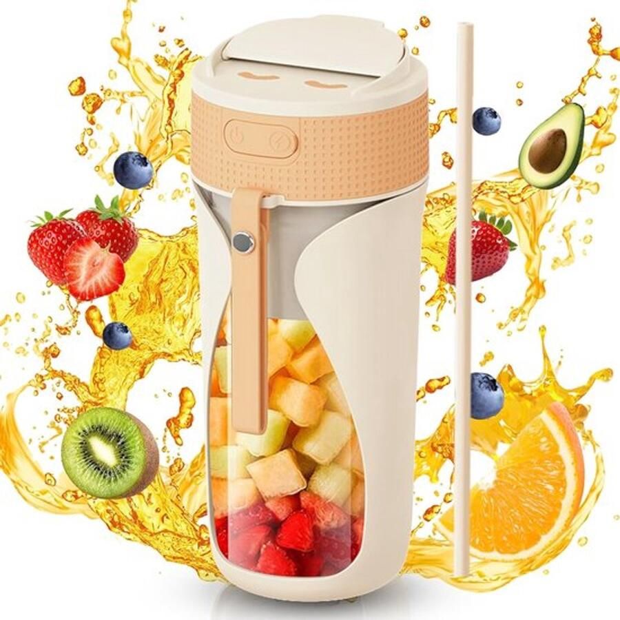 Sapcentrifuge Draagbare blenderbeker 450 ml Multifunctionele blender Oplaadbaar Fruit- en groentesapbeker Mini elektrische fruit- en groentesapbeker geschikt voor thuis sporten kantoor en kamperen