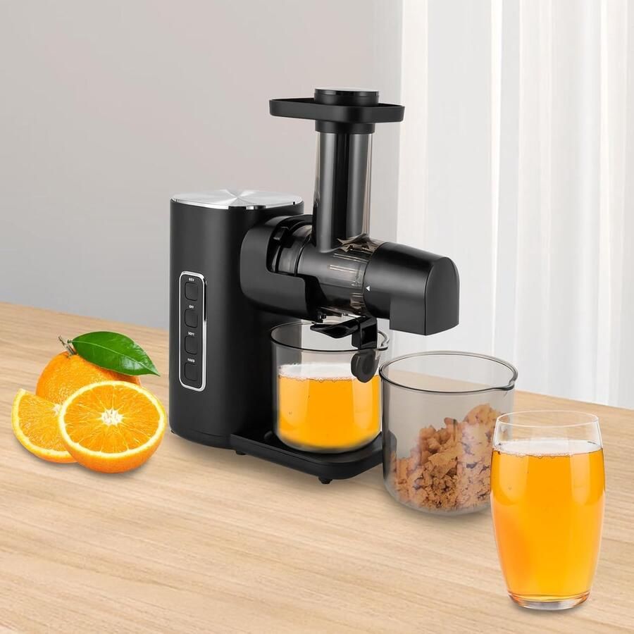 Sapcentrifuge Groenten Fruit Slowjuicer Gezond Sap Maken Met Terugdraai Functie 27x22x11 cm Zwart