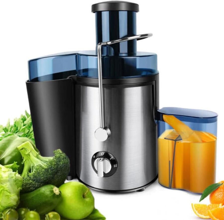 Fruit- en Groentesappers van Roestvrij Staal Kitchen Sapcentrifuge Juicer voor Groenten & Fruit Grote Vulopening 2 Snelheden 1000 Watt