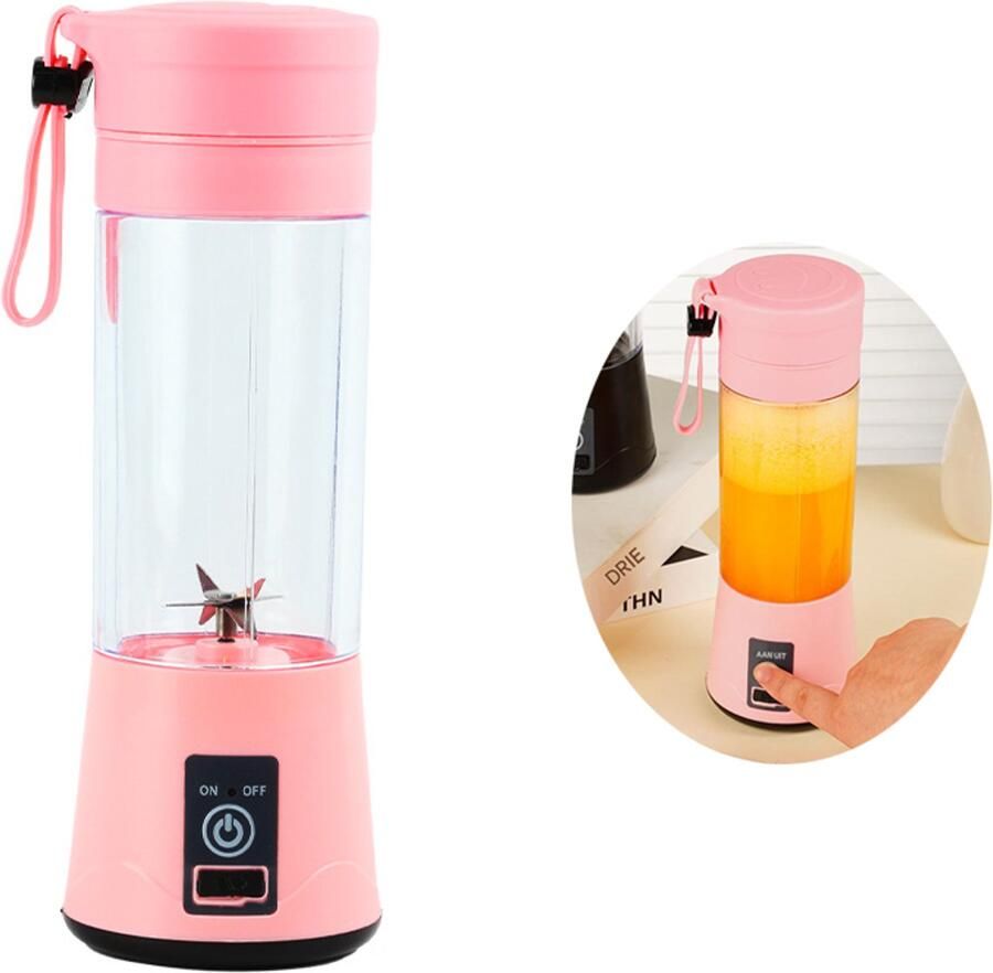 Sapcentrifuge Mini sapcentrifuge Sapbeker Kan meegenomen worden Zesbladig blad Aangeklaagd 25W 380ml 7.5 × 7.5 × 23 cm Gebruikt voor het persen van sap het maken van smoothies milkshakes en babyvoedingmaskers enz. Roze