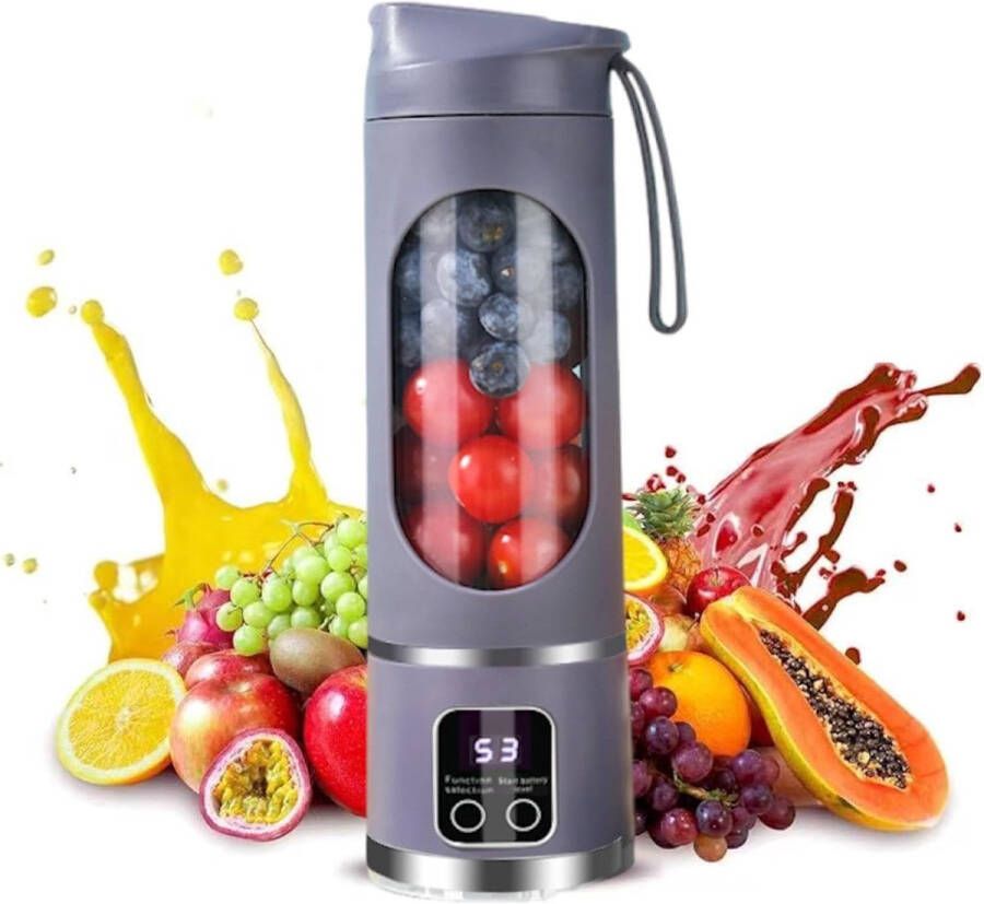 Sapcentrifuge- sapcentrifuges groenten en fruit-Draagbare elektrische USB-sapcentrifuge 500 ml Miniblender Draagbare blender voor shakes en smoothies 12 messen perfect voor het mixen Compact Handig Veelzijdig (donkerpaars 25 5 * 8