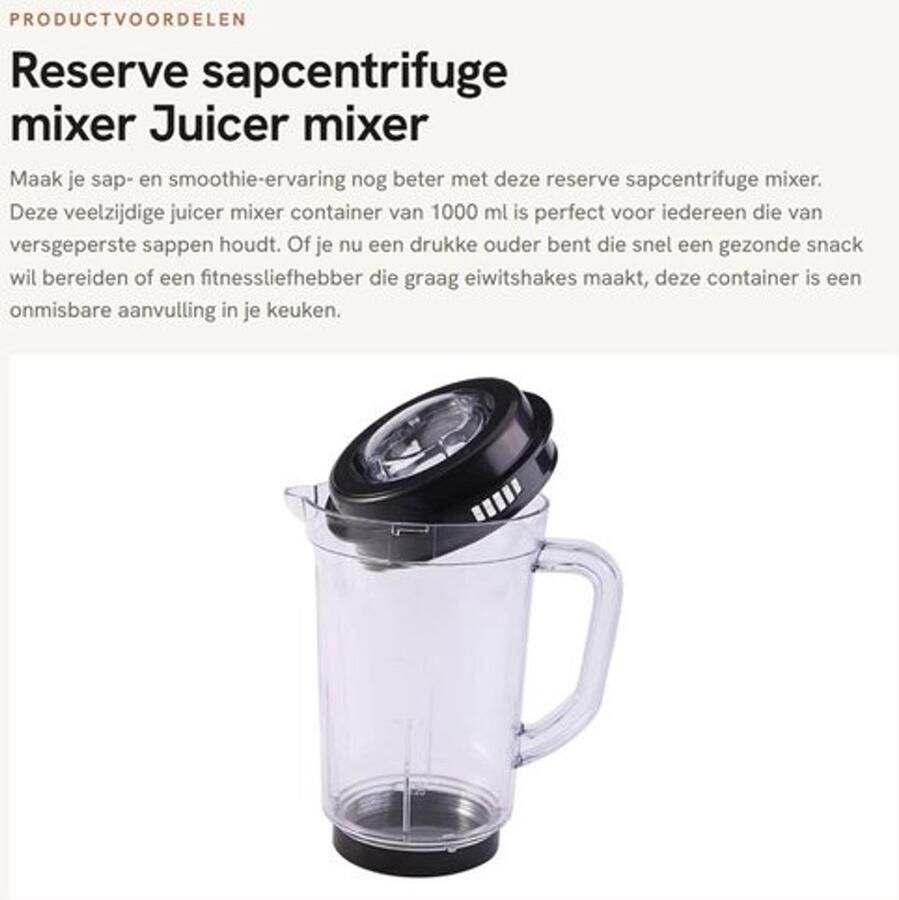 Sapcentrifuge Vervangende Mixer 1000 ml Capaciteit Helder Kunststof Geschikt voor Magic Veilig en Niet Giftig Diameter 11 5 cm Juicer