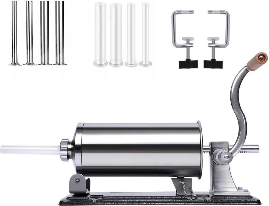 Sausage filler handmatig 6 pond horizontale hand-crank roestvrij staal ideaal voor huisgemaakt vleeswaren ShopVlot