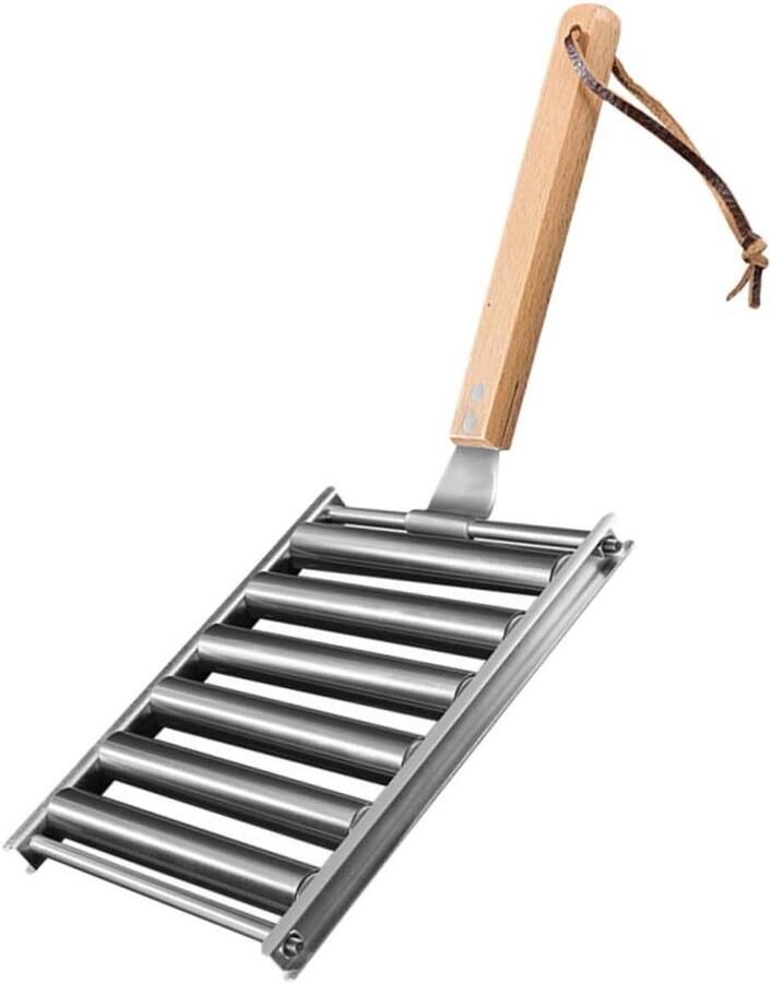 Sausage Roller BBQ Accessoire Kamperen en Picknicken Gelijkmatige Verwarming 16.5 x 14 cm Zilver