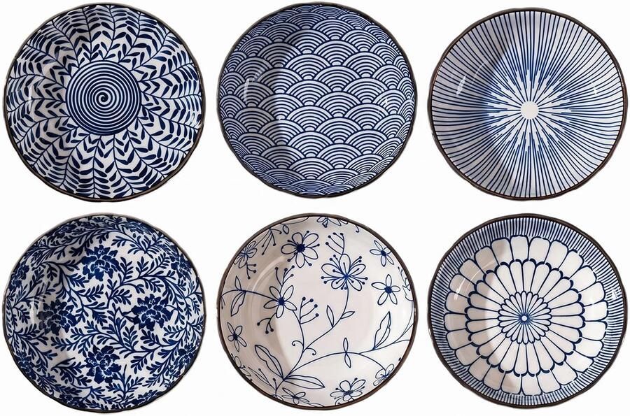 Sauskommen dipschalen tapaskommen set van 6 stuks kruidenschalen klein snackkommen en dipkommen snackkommen set van 6 snackkom voor sushi snack Ø 9 5 cm