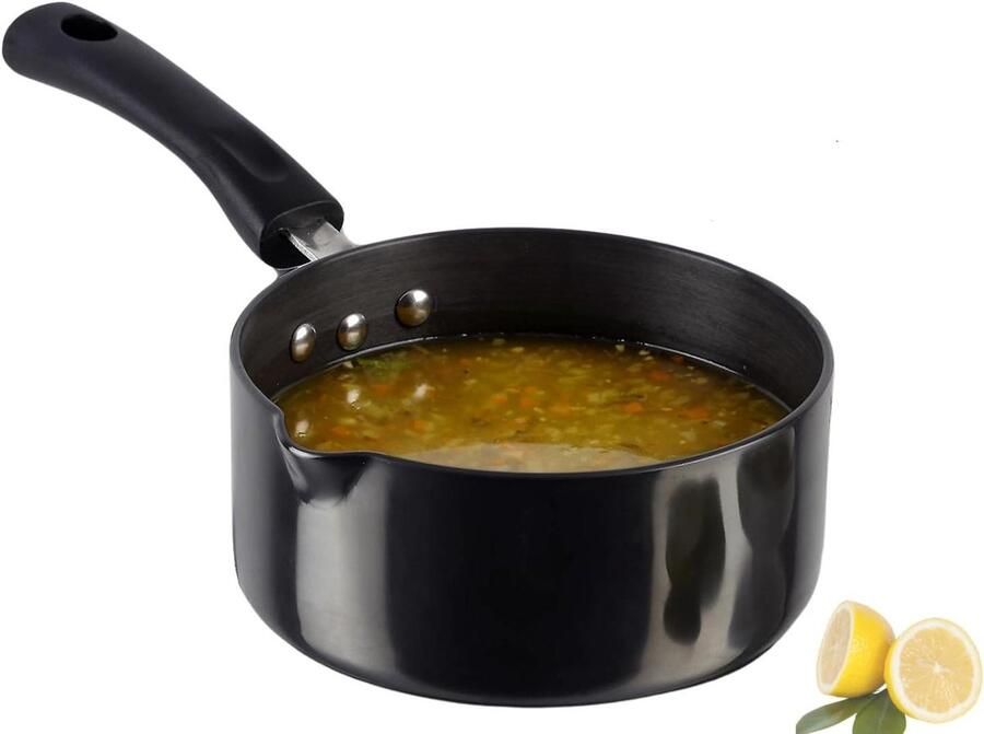 Sauspan Kookpan Koken Hard geanodiseerd 2.3 Liter Zwart