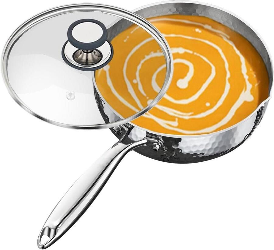 Sauspan met deksel Kookpot stoompan Gezond koken thuis Tijdbesparend anti-aanbak 22x24x22 cm Zilver