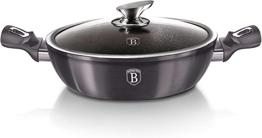 Sauspan met Deksel Shallow pan Koken op Inductie 3-laagse Anti-aanbaklaag 28 cm Carbon Pro