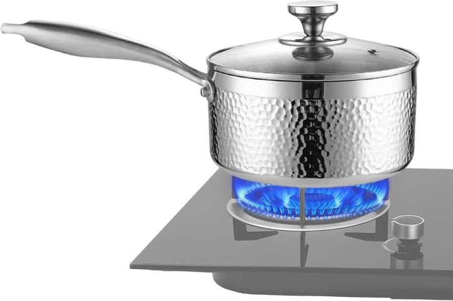 Sauspan Roestvrijstaal Kleine kookpot Thuis koken Dubbele schenktuit 16 cm Zilver