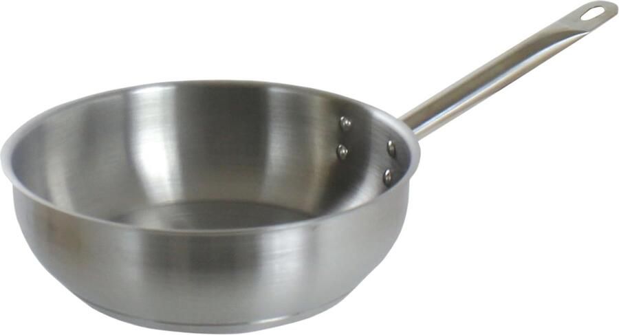Sauté Pan Koekenpan Gelijkmatig Bakken Superieure Roestvrij Staal Mix 16 cm Zilver