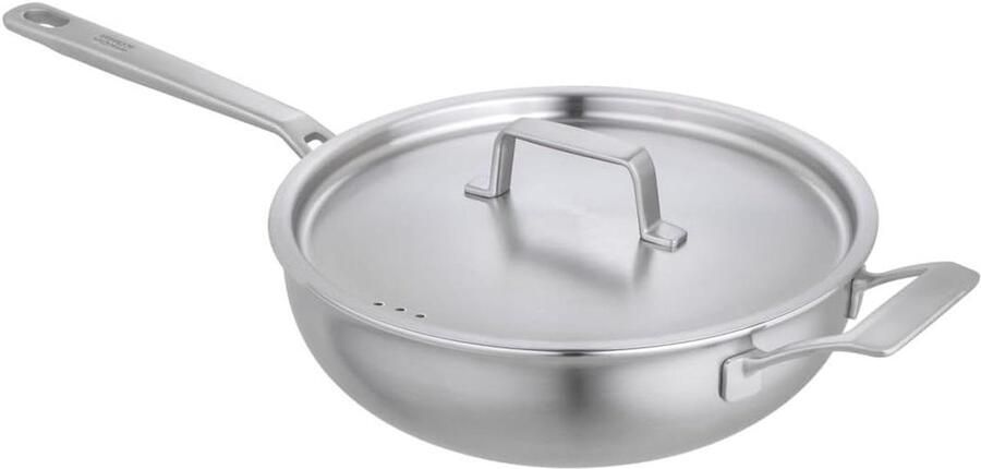 Sauté Pan Koekenpan Koop Sauzen en Stoofschotels Maken Vijflaags Roestvrij Staal Ø 28 cm Zilver