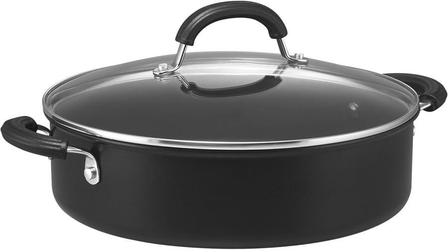 Saute Pan Koekenpan met deksel Veelzijdig koken Duurzaam non-stick systeem 28cm Zwart
