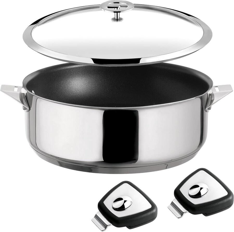 Sauté pan Koekenpan Stoofpan Gezond Koken Keramische Antiaanbaklaag 24 cm Grijs