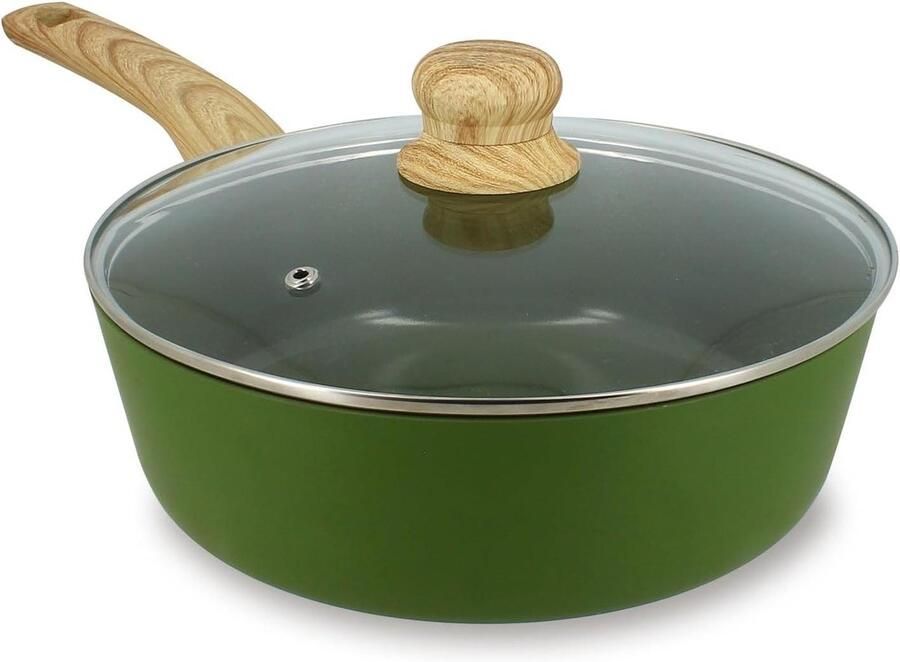 Sauteerpan Colorama Koekenpan Hapjespan Gezond Koken Keramische Antiaanbaklaag 24 cm Olijfgroen