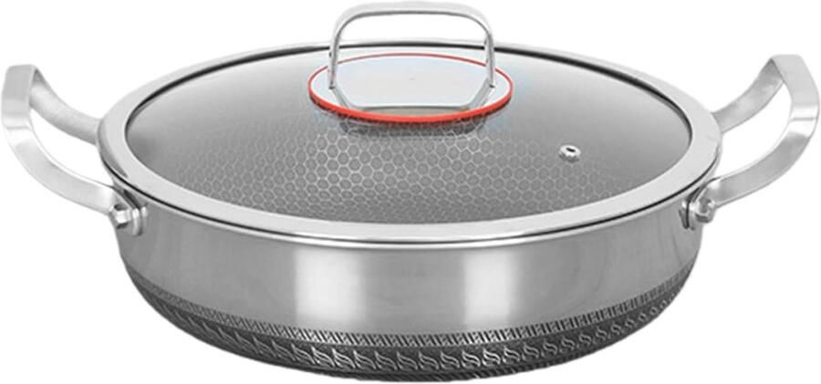 Roestvrij staal pan Dubbele handgreep Veelzijdig koken Antiaanbaklaag 26-30 cm Zilver