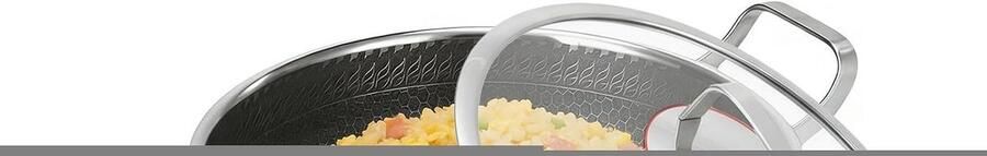 Sauteerpan met Deksel Braadpan Koekenpan Veelzijdig Koken Dubbele Handgrepen 26-30 cm Zilver